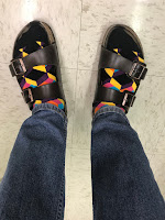 Socks with colorful cubes on them