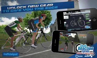 Screenshots of the Chain Reaction Cycles: Pro-Cycling for Android tablet, phone.