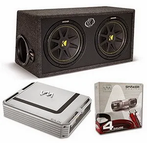 Kicker DC122 Dual 12" 600 Watt Car Subwoofers + Enclosure + 1600W Amp + Amp Kit