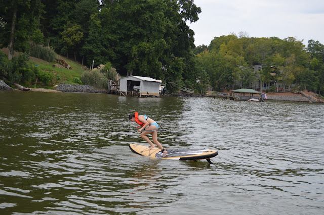 You falling off of the paddle board.