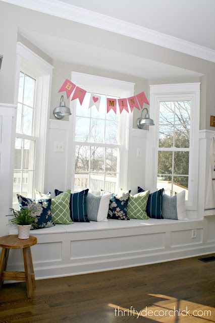 Built in window seat with pillows