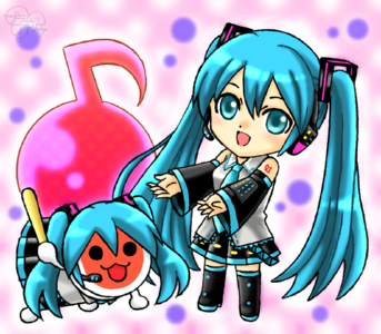 プラムのアトリエ 太鼓の達人ぽーたぶるdx 和田どん 初音ミク衣装ver 初音ミク ミニキャラ ちびキャラ イラスト