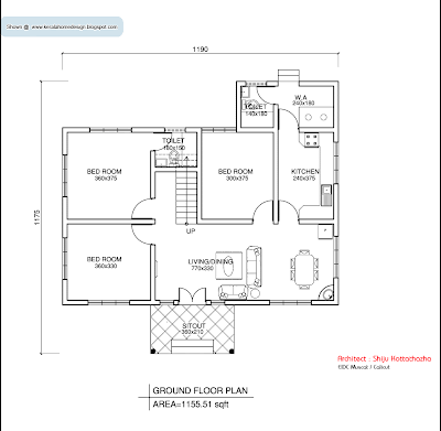 House Design Floor Plans on Style Single Floor House Plan   1155 Sq  Ft    Kerala Home Design