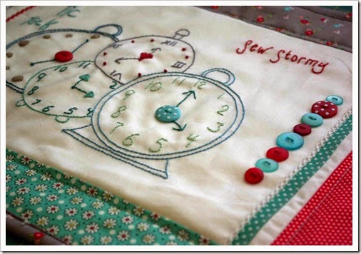 Finished tic tock embroidery