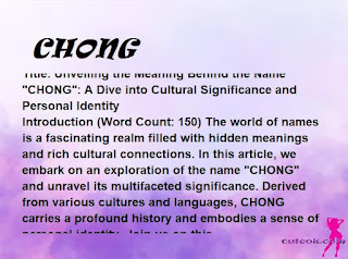 meaning of the name "CHONG"