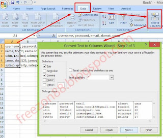 tutorial membuat teks jadi kolom pada excel