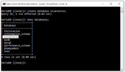 Crear una base de datos Mysql desde consola