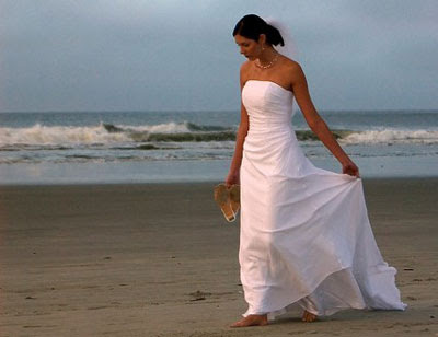 tropical beach wedding dress photo