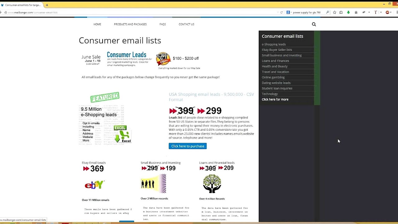 Consumer Email Marketing Lists
