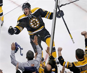 David Krejci celebrates his 1st goal of the game