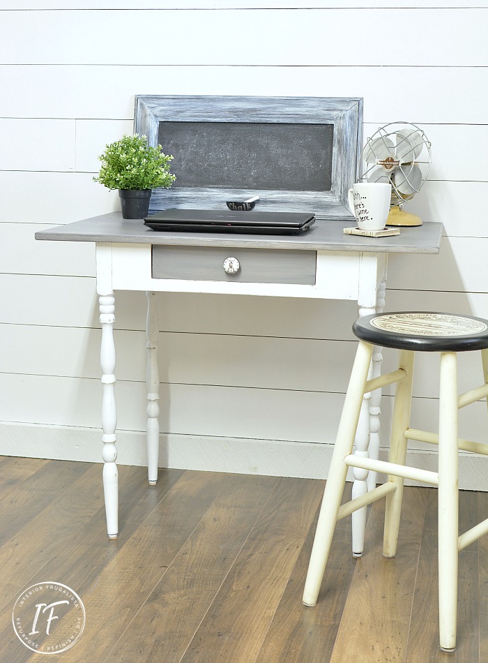 Small multi-purpose home office makeover on a $400 budget with smart solutions for tiny workspace design with creative DIY and upcycled furniture and home decor.