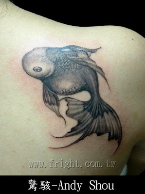 gold fish tattoo design