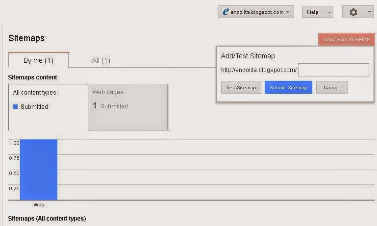 submit sitemap di google webmaster, cara submit sitemap blogger di google webmaster tools,  endolita.blogspot.com