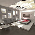 Modern Home Design Bedroom with Ceiling Art