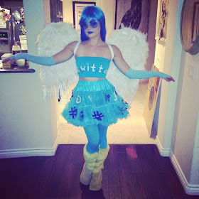 Lucy Hale as Twitter Bird for Halloween