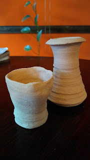 pieces from homemade potters' wheel