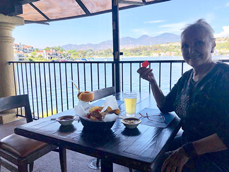 Resident Astronomers take time out for sanity for patio dining on the lake (Source: Palmia Observatory)