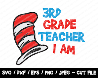 3rd Grade Teacher I Am SVG, The Cat I The Hat Cut File, Instant Download, File For Cricut & Silhouette, Silhouette, Teacher Vinyl Cut File