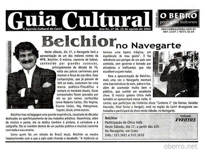 Guia Cultural O Berro - Edição 28, de 15 de agosto de 2002