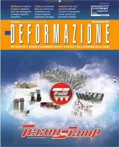 Deformazione 189 - Novembre 2012 | ISSN 1973-7270 | CBR 96 dpi | Mensile | Professionisti | Lamiera | Laser | Materiali
Strumento utile per il lavoro di chi ha fatto della lamiera il fulcro della propria attività, Deformazione è la più aggiornata rivista tecnica specializzata sulla lavorazione della lamiera e su tutte le altre tecniche di deformazione plastica dei metalli. La rivista, segue da vicino uno dei comparti industriali della macchina utensile più vivaci e dinamici, caratterizzato da una costante evoluzione e un continuo rinnovamento tecnologico che Deformazione, cronista attenta di ciò che accade nel proprio settore di riferimento, racconta ai lettori con competenza e obbiettività, in un linguaggio consono ma semplice. I contenuti della rivista sono il frutto delle esperienze dirette maturate dalla redazione a stretto contatto con i costruttori e i lettori che sono i veri protagonisti del settore, ognuno con la propria storia e il proprio bagaglio di esperienze, competenze e applicazioni. Ampia la tipologia degli argomenti trattati, che spaziano dal taglio dei formati lamiera con tecnologia laser, plasma e water-jet, alle tecniche più convenzionali come lo stampaggio a freddo e a caldo, la piegatura e la saldatura con processi MIG/MAG, TIG e laser.