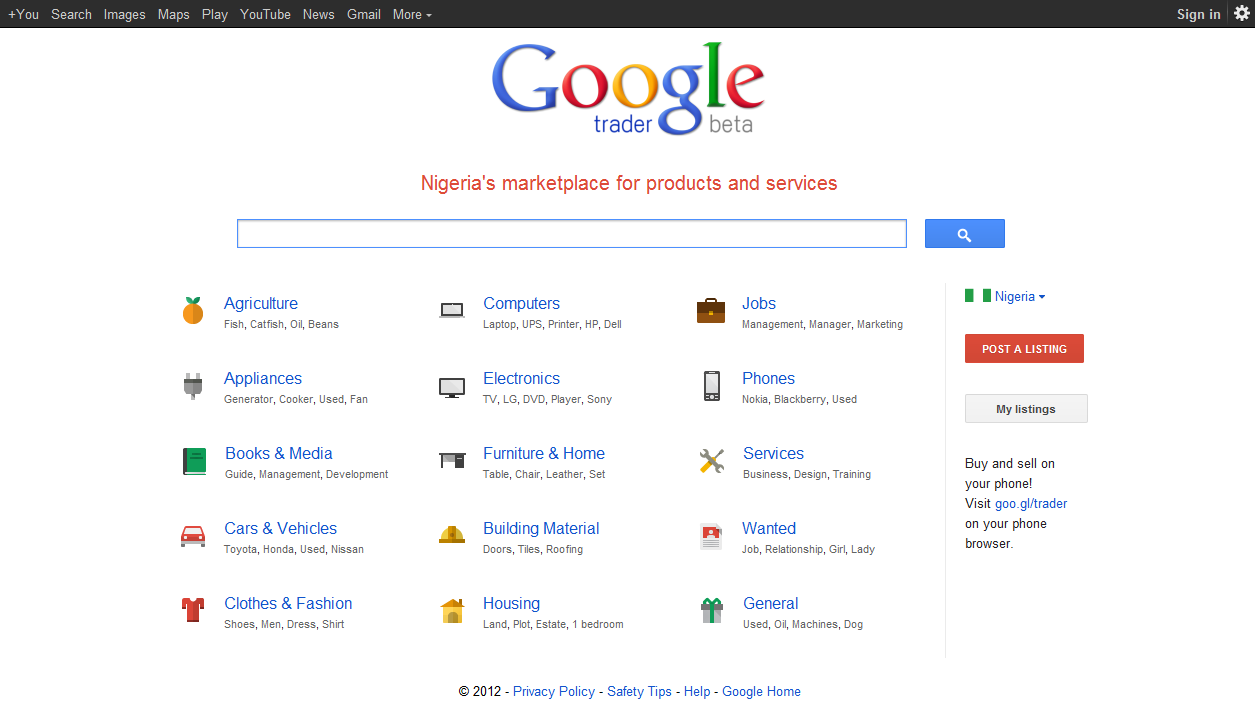 Google Trader for Nigeria - Nigeria's Marketplace for Products