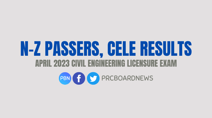 N-Z PASSERS: April 2023 Civil Engineering CE board exam result