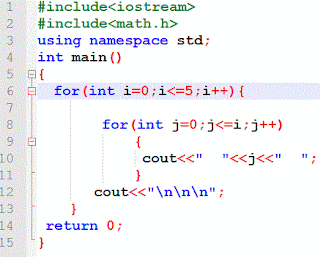 shape code to print right triangle using for loop