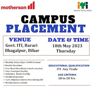 ITI Jobs Campus Placement in Bihar at Government ITI Barari Bhagalpur, Bihar | Register Now