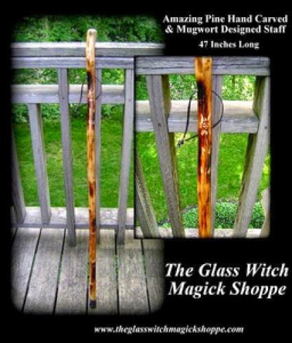 Amazing Pine Hand Carved And Mugwort Designed Staff 50 00