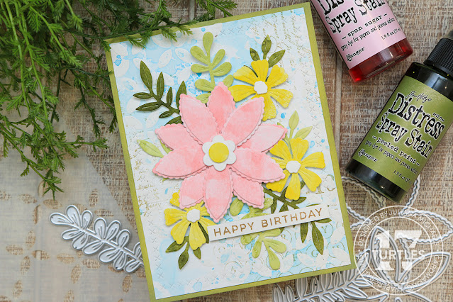 Mixed Media Spring Flowers Birthday Card by Juliana Michaels using Scrapbook.com Market Bloom and Scalloped Flowers Die Set