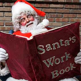 Jolly Santa and his work book