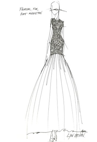 kate wedding dress sketches. Sketches for Kate Middleton