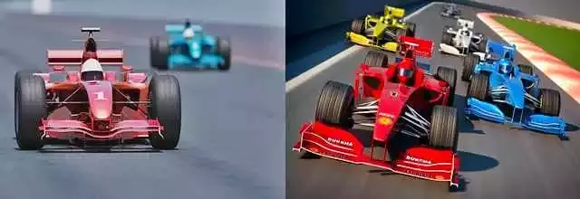 Formula 1 Racing Cars on the Track