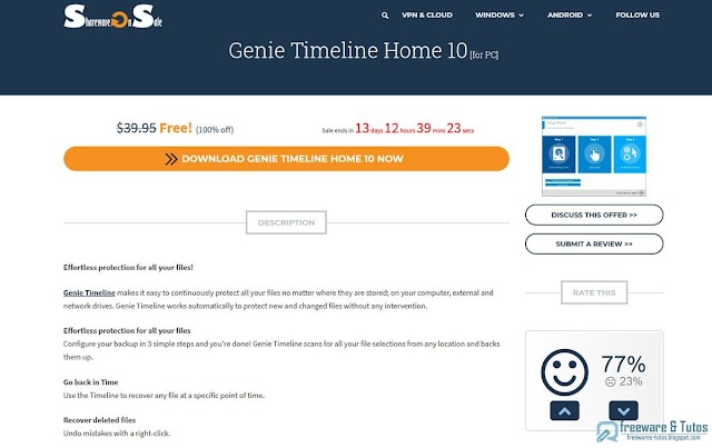 Offre promotionnelle : Genie Timeline Home 10 gratuit !