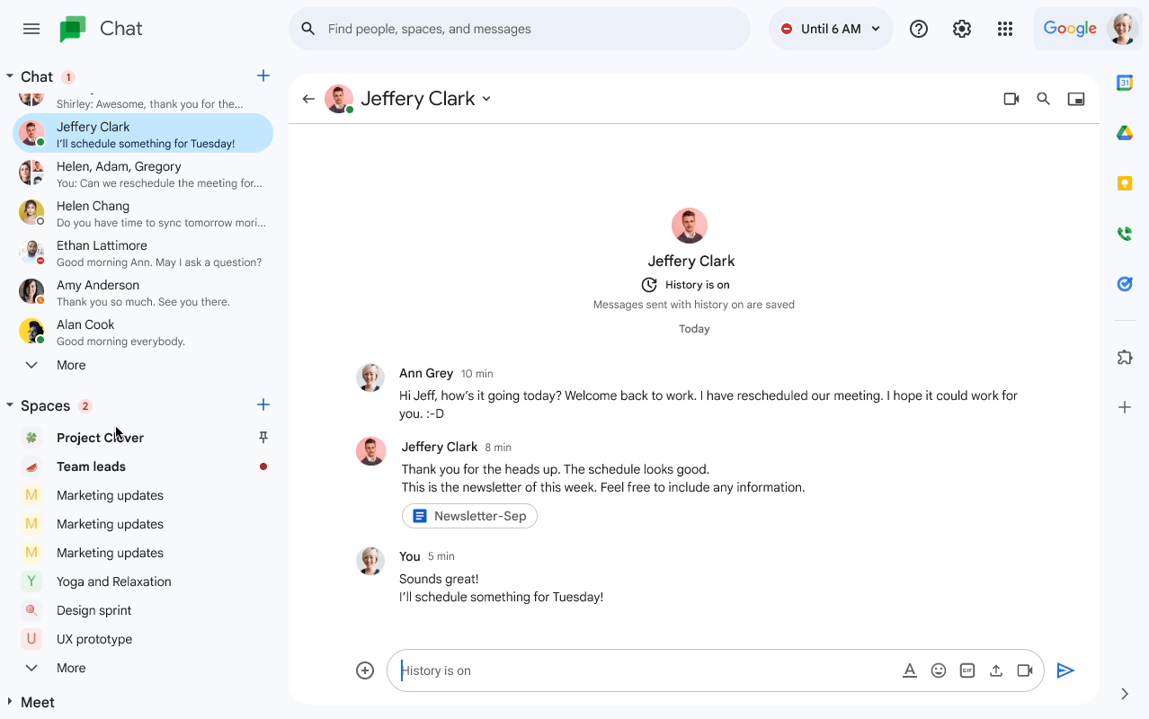 Declutter your conversations in Google Chat