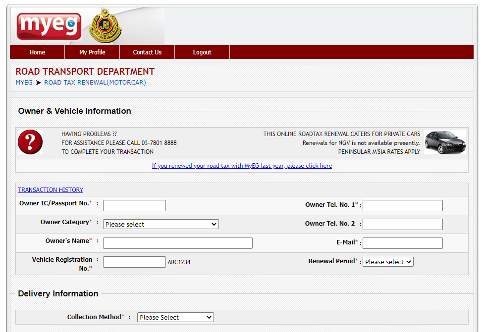 Cara Renew Roadtax dan Insurans Kenderaan Online