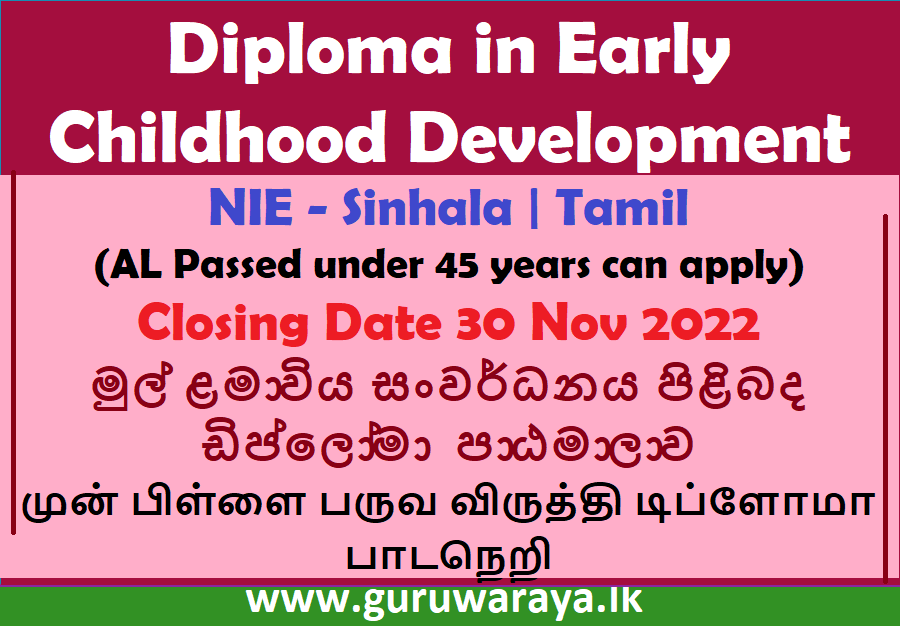 Diploma in Early Childhood Development 2023 - NIE