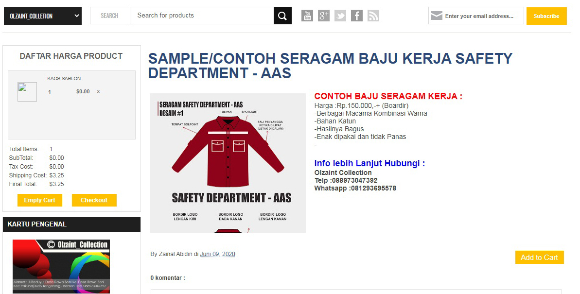 SAMPLE CONTOH  SERAGAM  BAJU KERJA SAFETY DEPARTMENT AAS 