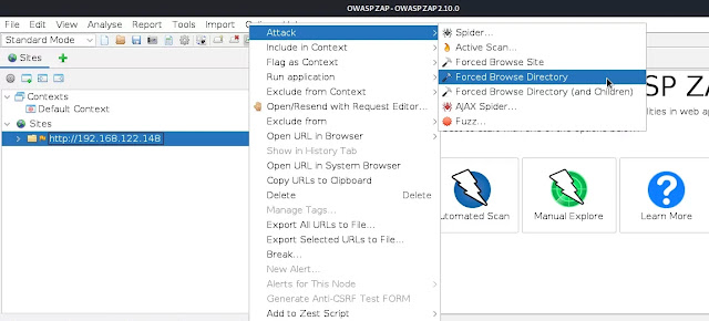 ZAP forced browse directory ataack on kali linux