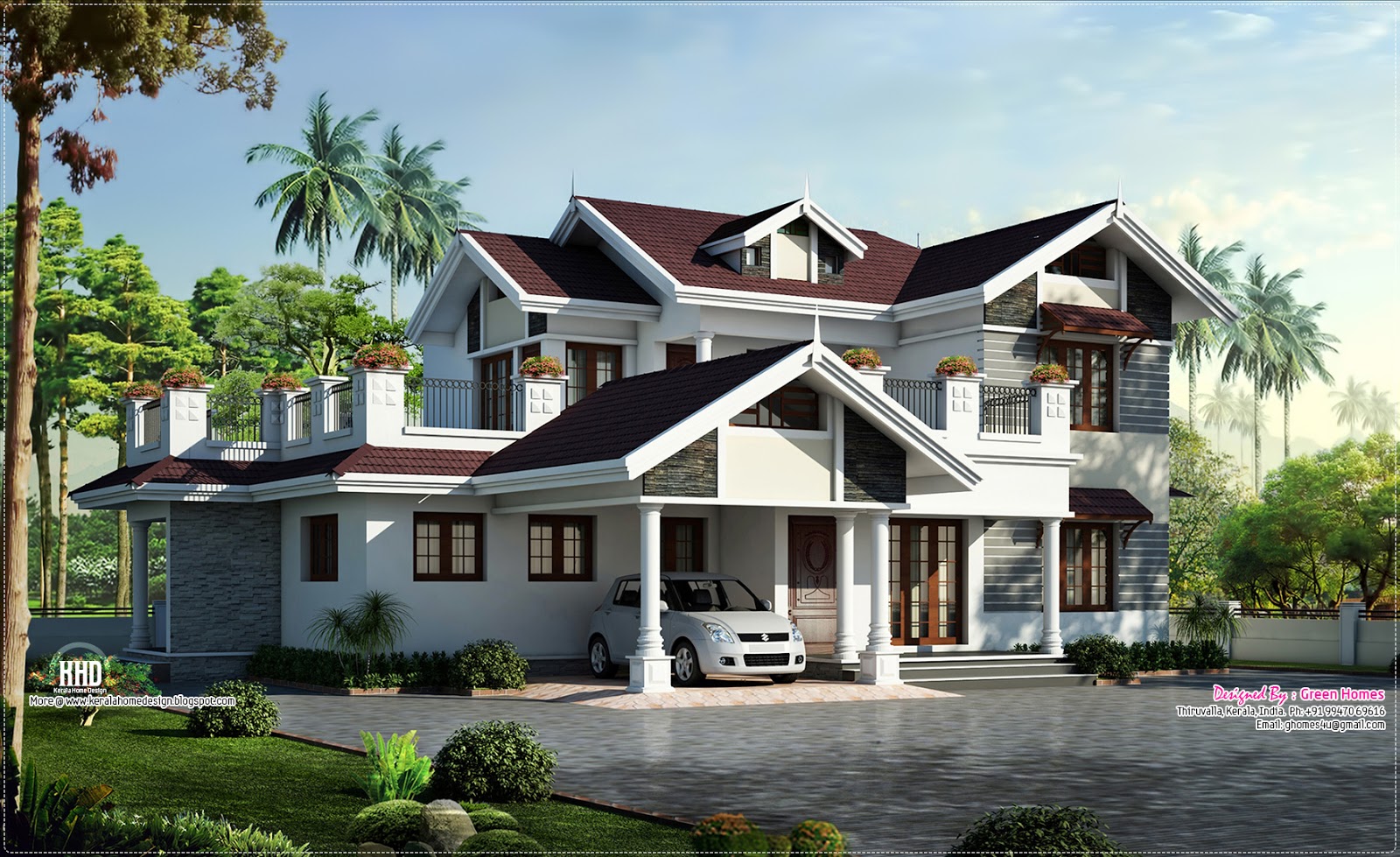  Beautiful  villa design in 2750 sq feet Kerala home  