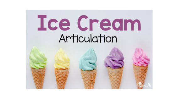 Articulation activities for speech therapy in teletherapy using an ice cream theme