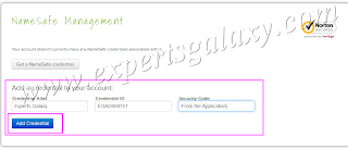 Add NameSafe Account Credential