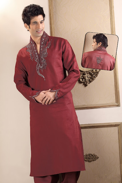 Deep Maroon Cotton Silk Kurta Pajama