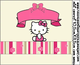 Hello Kitty with Flowers, Free Printable Candy Bar Labels.