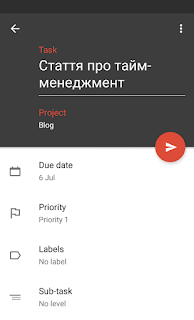 Створення нового завдання у додатку ToDoist