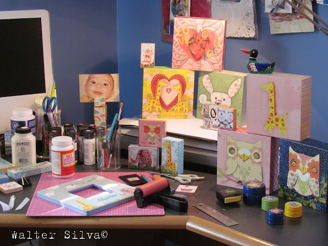 Walter Silva's Studio - My studio desk, where I decoupage my ART onto wood items.