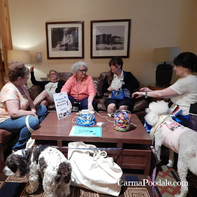 carma poodale listening to #blogpaws talk