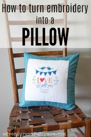 how to turn embroidery into a pillow