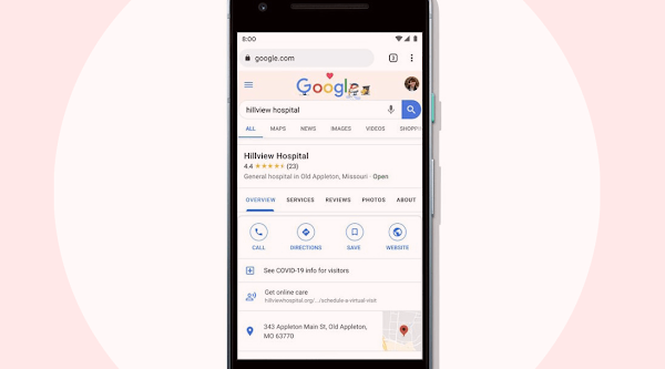 ستسمح جوجل Google الآن بالتواصل بسهولة مع خدمات الخدمات الصحية عن بعد خلال الوباء العالمي