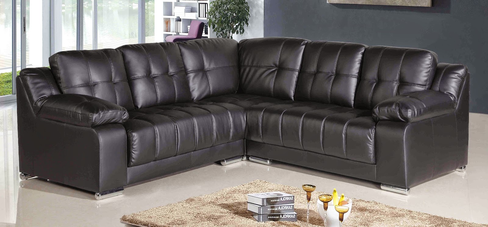 Black Leather Corner Sofa